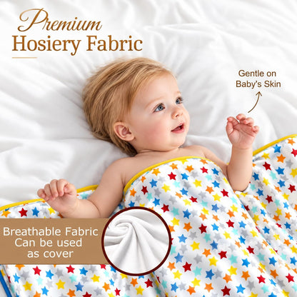 VParents cotton New Born Baby Hooded Wrapper Blanket,sigle layer  -Assorted design deo