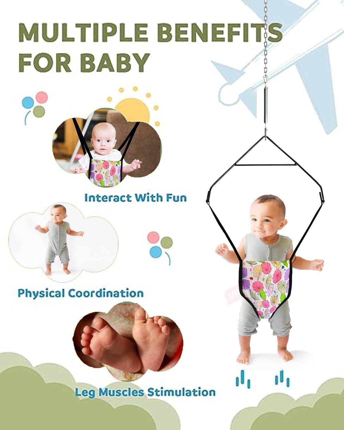 Vparents 2 in 1 Baby toddler Jumper Cum Baby Walking Harness Function, Fun Activity for Baby Infant