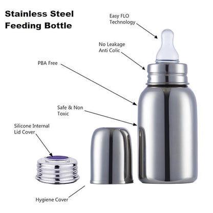 VParents Grade 304 Bullet Stainless Steel Baby Feeding Bottle