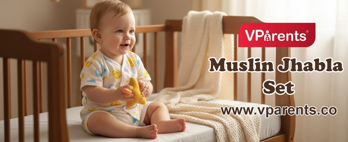 VParents  Organic Cotton Muslin Jabla & Shorts|For Boys & Girls|Summerwear Sleeveless Vest|Baby Products|Casual Clothing