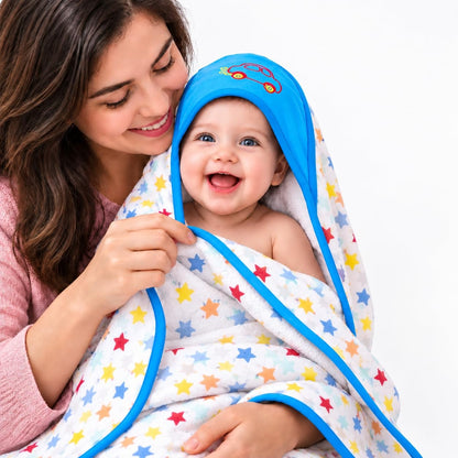 VParents cotton New Born Baby Hooded Wrapper Blanket,sigle layer  -Assorted design deo