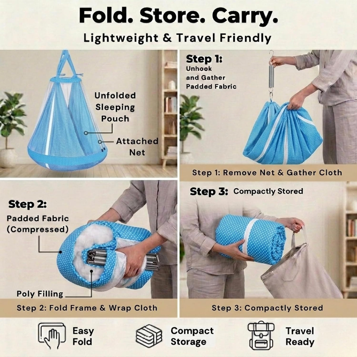 VParents Infant Baby Swing Cradle with Mosquito Net and Spring
