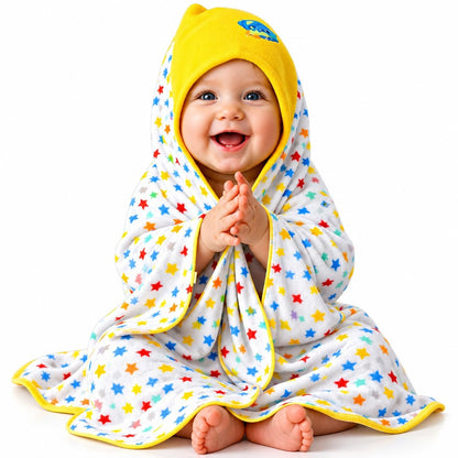 VParents cotton New Born Baby Hooded Wrapper Blanket,sigle layer  -Assorted design deo