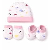 VParents Baby Mittens Caps Gloves and Booty Combo Set Unisex Booty  Durable Cotton Gift Set Assorted Deisgn Set of 2 0-3 Months