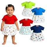 VParents Cotton Knee-Length Half Sleeves Girls 18- 24 Months Frock pack of 4