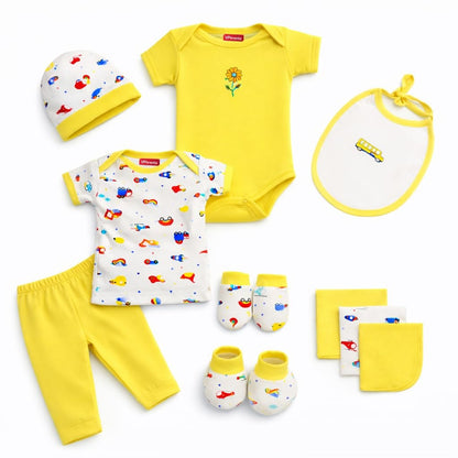 VParents Honey Punch New Born Baby Gift Set (Yellow, Pack of 10)