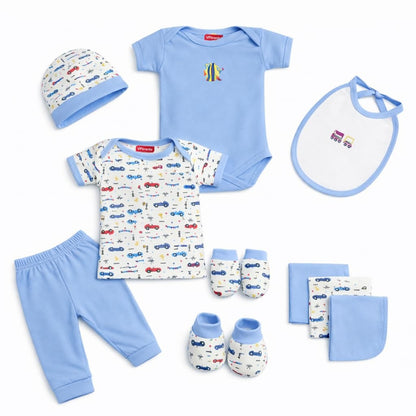 VParents Honey Punch New Born Baby Gift Set (Blue, Pack of 10)