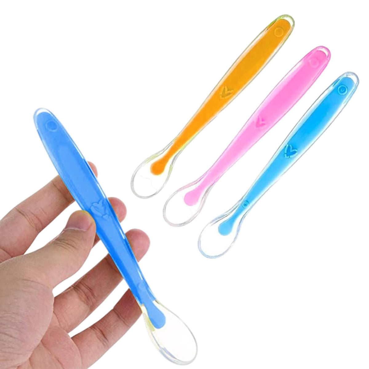VParents Baby Feeding Spoon Set Of 3 With Ultra Supple 100% Silicone Tip,Bpa Free Material With Food Grade Silicone Tip,Self Feeding Utensil,Baby Weaning Spoon For Kids 4 Months+ (Multicolour)