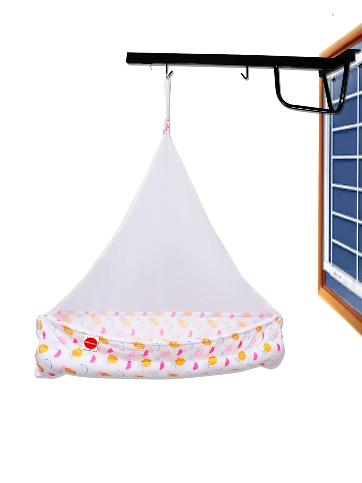 VParents fruity baby cradle with Attached bed and Mosquito net (Pink)