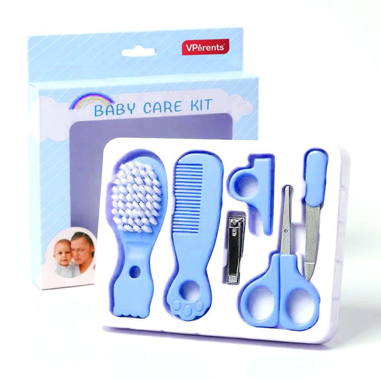 VParents Baby 5in1 new born baby Grooming Kit Set,nail Cutter, Scissor, Filer, hair brush, hair comb Baby Grooming Kit for New Born Baby, Baby Nail Cutter,5pcs (blue)