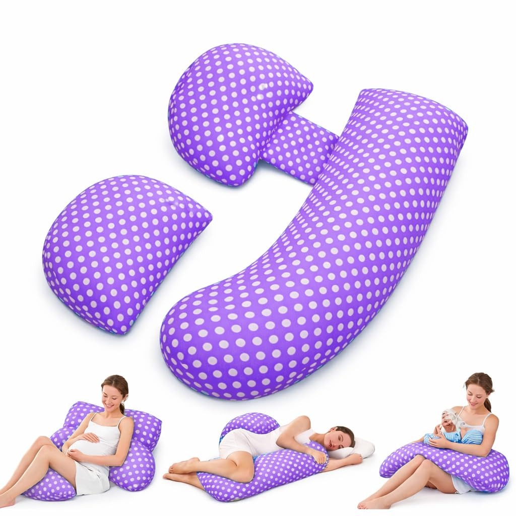 VParents Pregnancy Pillow for Women, Soft Maternity Pillows for Pregnancy Sleeping, Support for Back, Belly, HIPS, Legs, Maternity Pillow with Detachable and Adjustable Pillow Cover