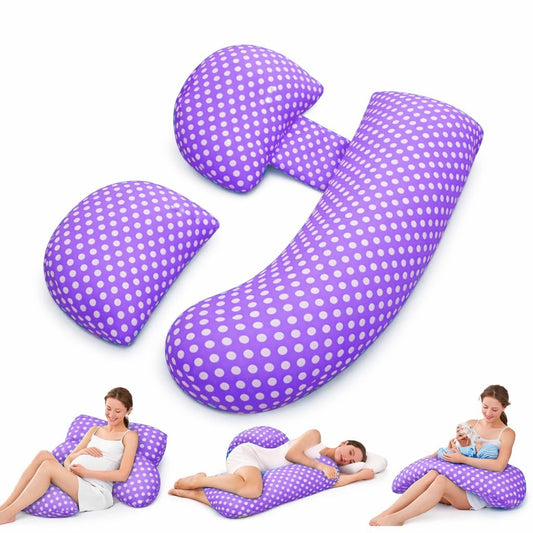 VParents Pregnancy Pillow for Women, Soft Maternity Pillows for Pregnancy Sleeping, Support for Back, Belly, HIPS, Legs, Maternity Pillow with Detachable and Adjustable Pillow Cover