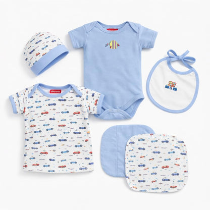 VParents Honey Punch New Born Baby Gift Set (Blue, Pack of 6)