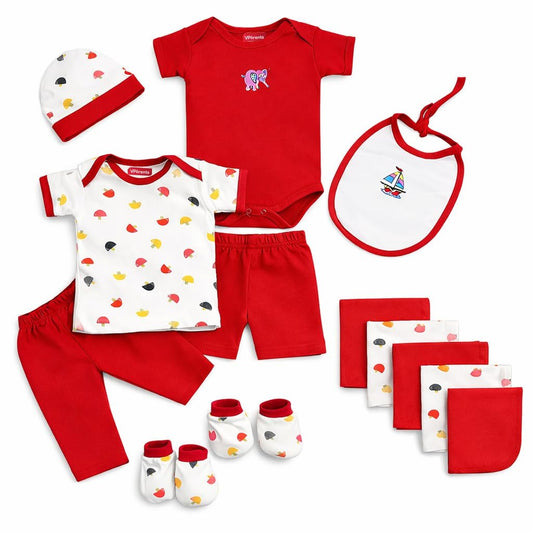 VParents Honey Punch New Born Baby Gift Set (Red, Pack of 13)