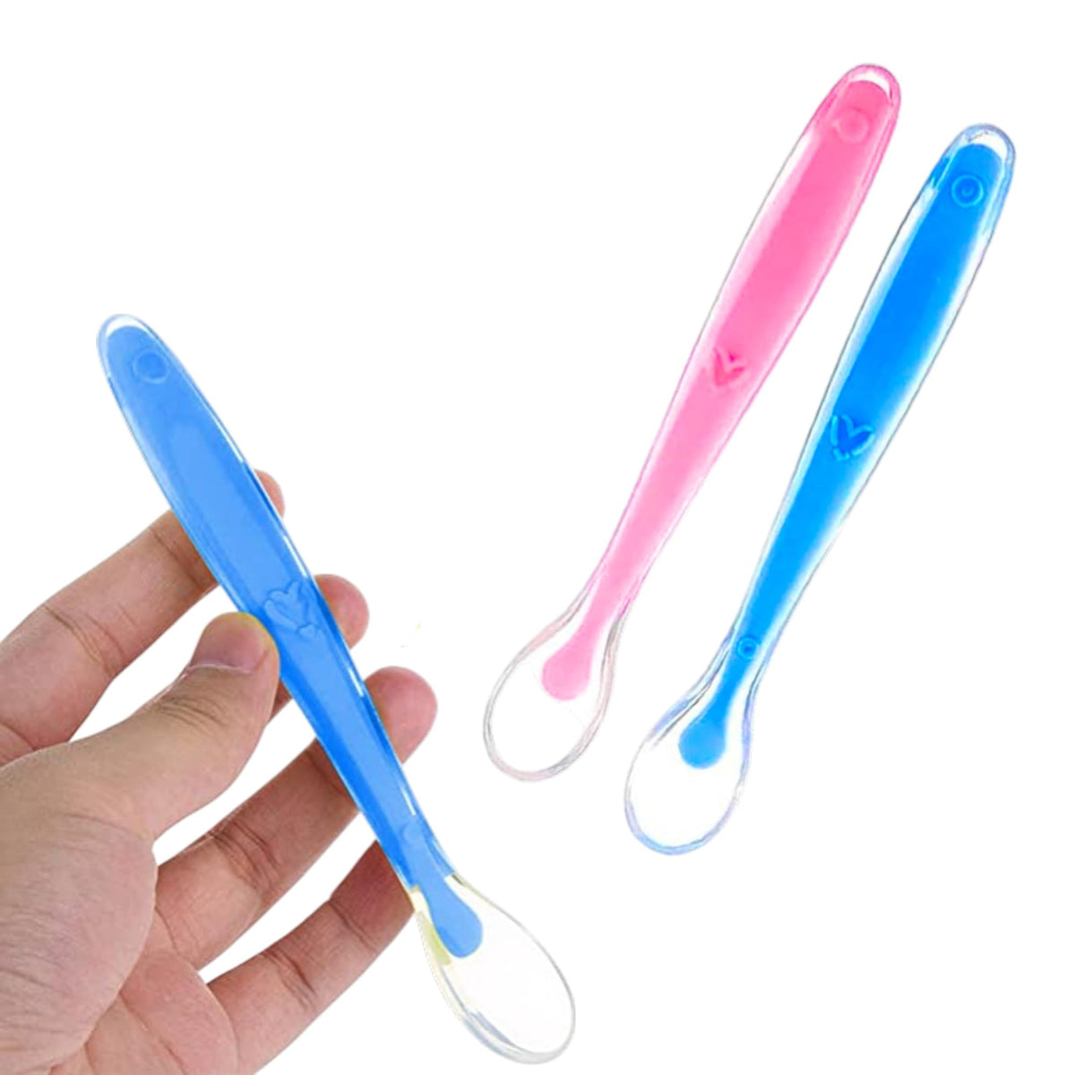 VParents Baby Feeding Spoon Set Of 2 With Ultra Supple 100% Silicone Tip,Bpa Free Material With Food Grade Silicone Tip,Self Feeding Utensil,Baby Weaning Spoon For Kids 4 Months+ (Multicolour)