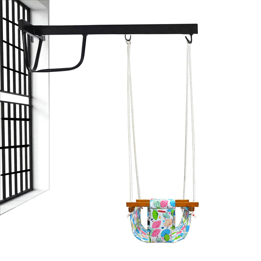 VParents Chunky swing for Kids Indoor Outdoor|jhula for kids|Baby Garden Swing with window Hanging metal rod (8 Months to 3 Years) (Up to 15 kg)