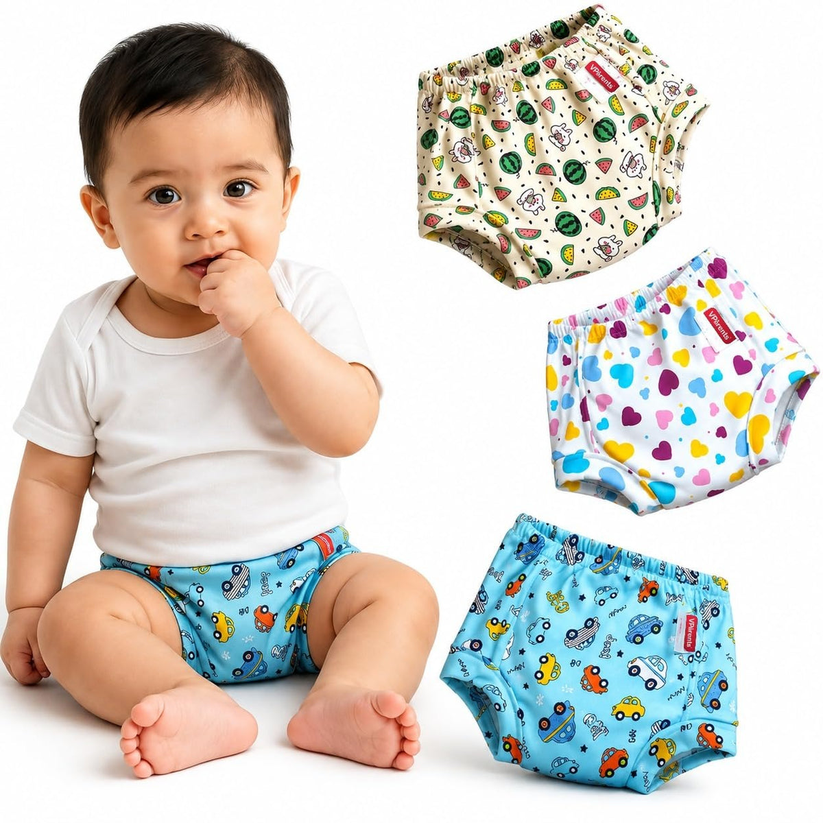 VParents Padded Underwear for Babies and Toddlers with 3 Layers of Cotton Padding Potty Training  Pull Up & Diaper-Free Time