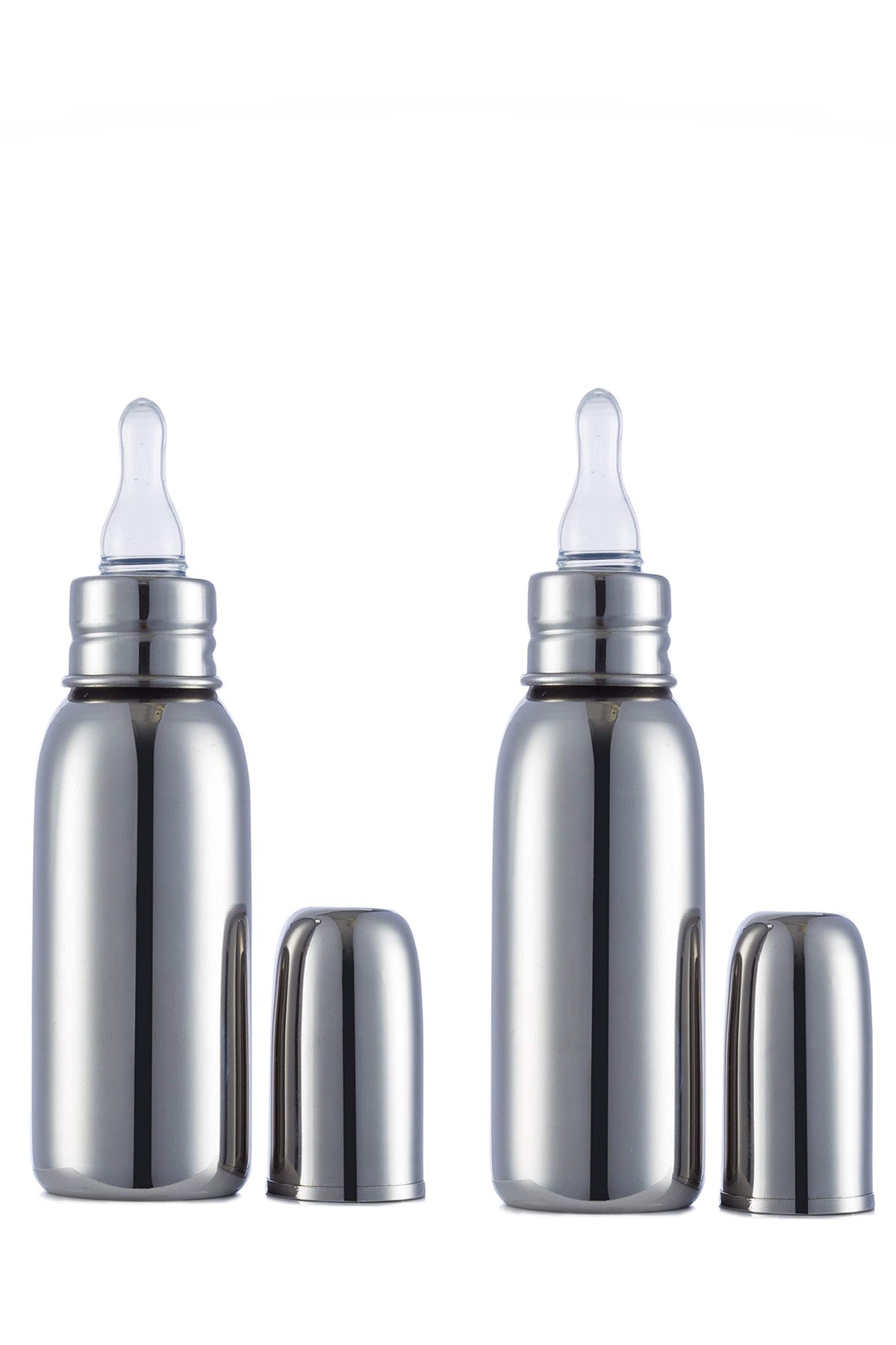 VParents Grade 304 Bullet Stainless Steel Baby Feeding Bottle -250 ml (Pack of 2) (250 ML)