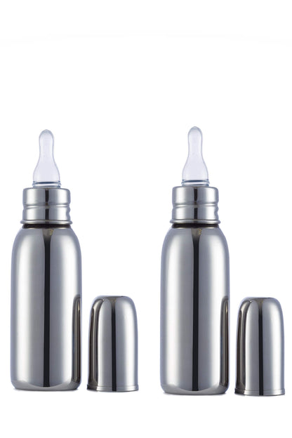 VParents Grade 304 Bullet Stainless Steel Baby Feeding Bottle -250 ml (Pack of 2) (250 ML)