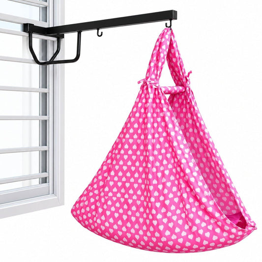VParents Rosy Baby Cradle Cloth with Seperator and Hanging Metal Rod