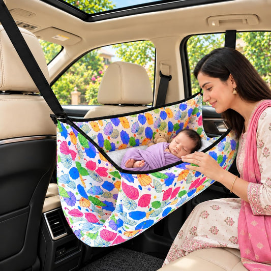 VParents Car Cradle Hammock for 0 to 2 year baby | Portable with Adjustble Belt, Hammock Cloth, Hangers