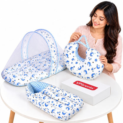 VParents Rosy Baby Feeding Pillow Bedding Set with Mosquito net and Sleeping Bag Combo
