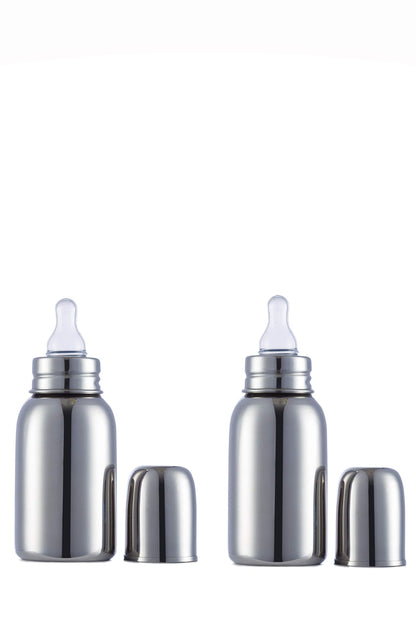 VParents Grade 304 Bullet Stainless Steel Baby Feeding Bottle -200 ml (Pack of 2) (200 ML)