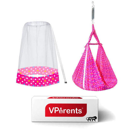 VParents Tot Baby Swing Cradle with Mosquito net Spring (Pink)