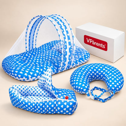 VParents Rosy Baby Feeding Pillow Bedding Set with Mosquito net and Sleeping Bag Combo