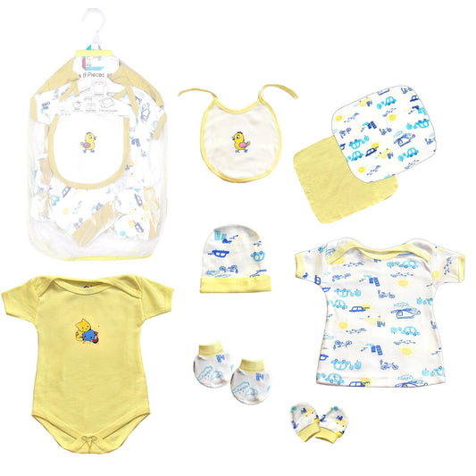 VParents Honey Punch New Born Baby Gift Set (Yellow, Pack of 8)