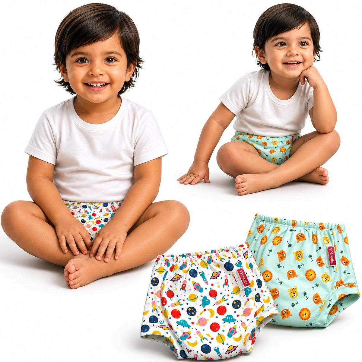 VParents Padded Underwear for Babies and Toddlers with 3 Layers of Cotton Padding Potty Training  Pull Up & Diaper-Free Time