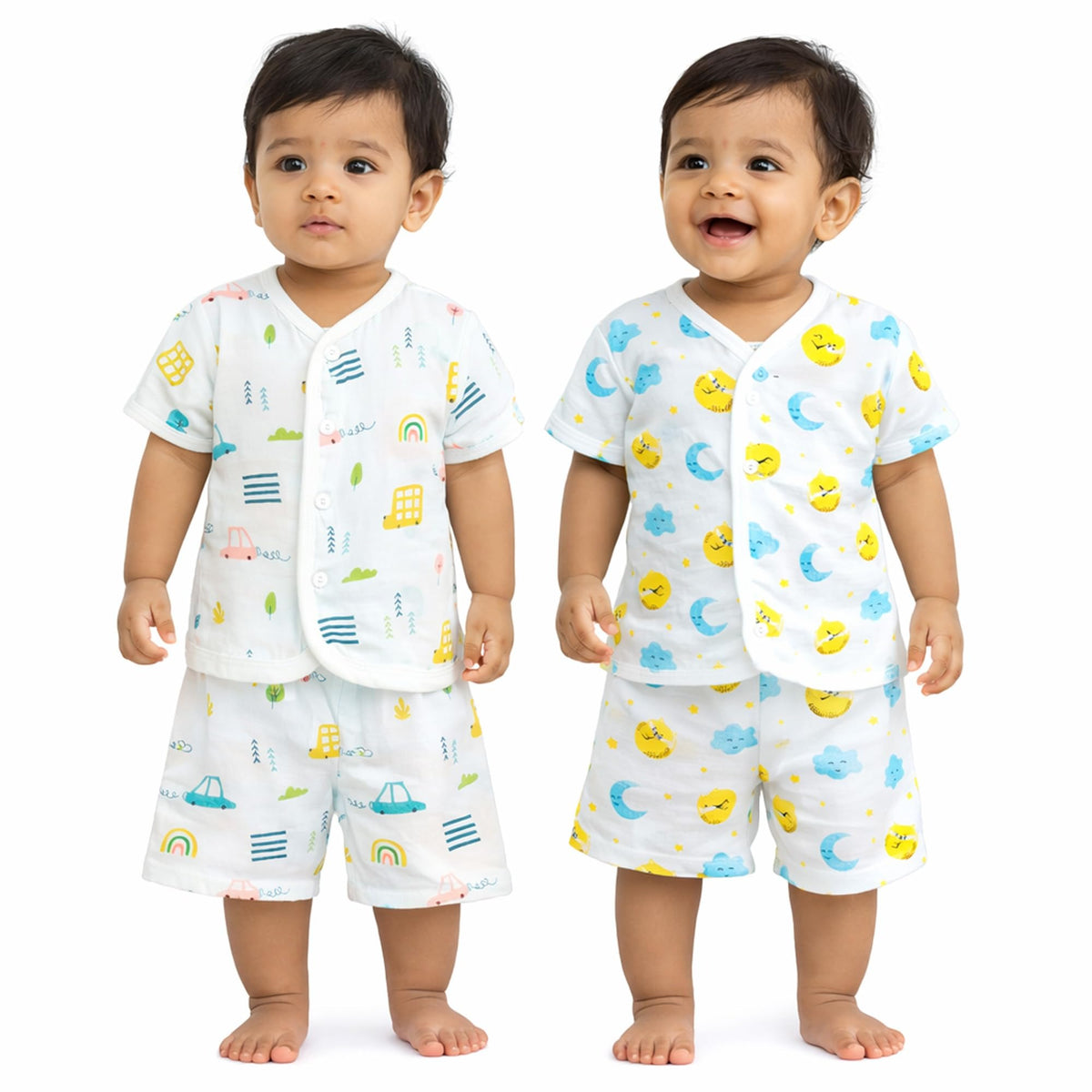 VParents  Organic Cotton Muslin Jabla & Shorts|For Boys & Girls|Summerwear Sleeveless Vest|Baby Products|Casual Clothing