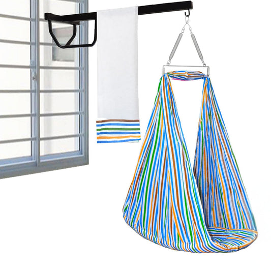 VParents Neonate Baby Swing Cradle with Mosquito Net Spring and Metal Window Cradle Hanging Rod