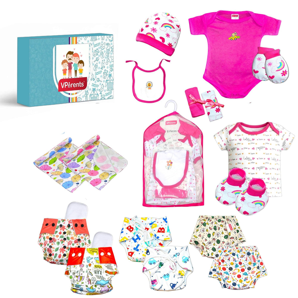 VParents New born Combo gift set 16 in 1 for baby boy and girl (0 -12 month) Assorted Design