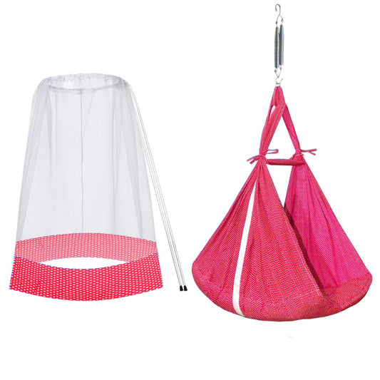 VParents Infant Baby Swing Cradle with Mosquito Net and Spring