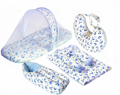 VParents Daisy Baby 4 Piece Bedding Set with Pillow and Bolsters Sleeping Bag and Bedding Set and Feeding Pillow Combo
