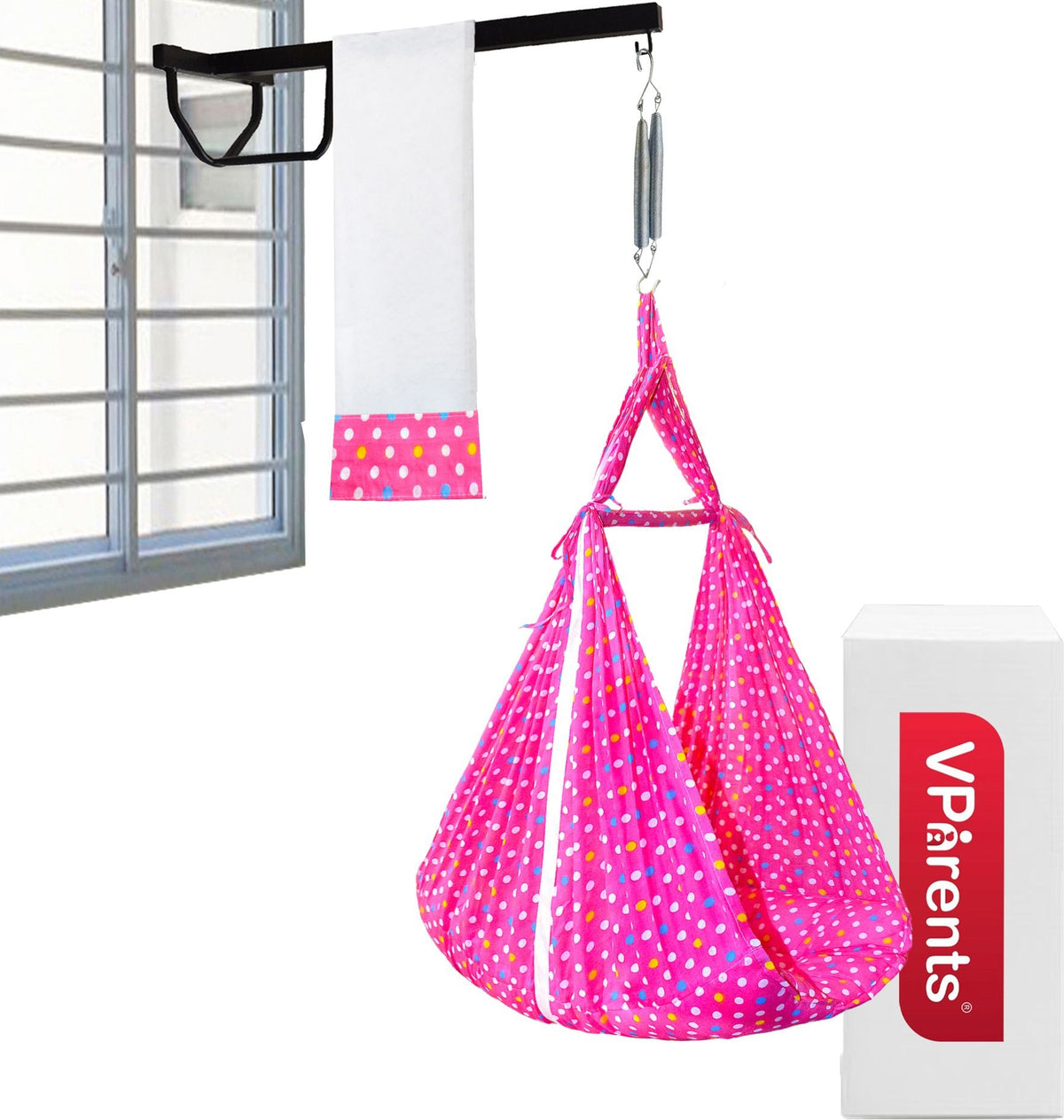 VParents Infant Baby Swing Cradle with Mosquito Net and Spring