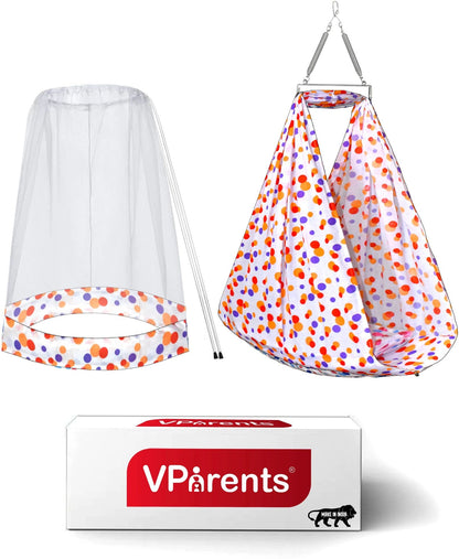 VParents Infant Baby Swing Cradle with Mosquito Net and Spring