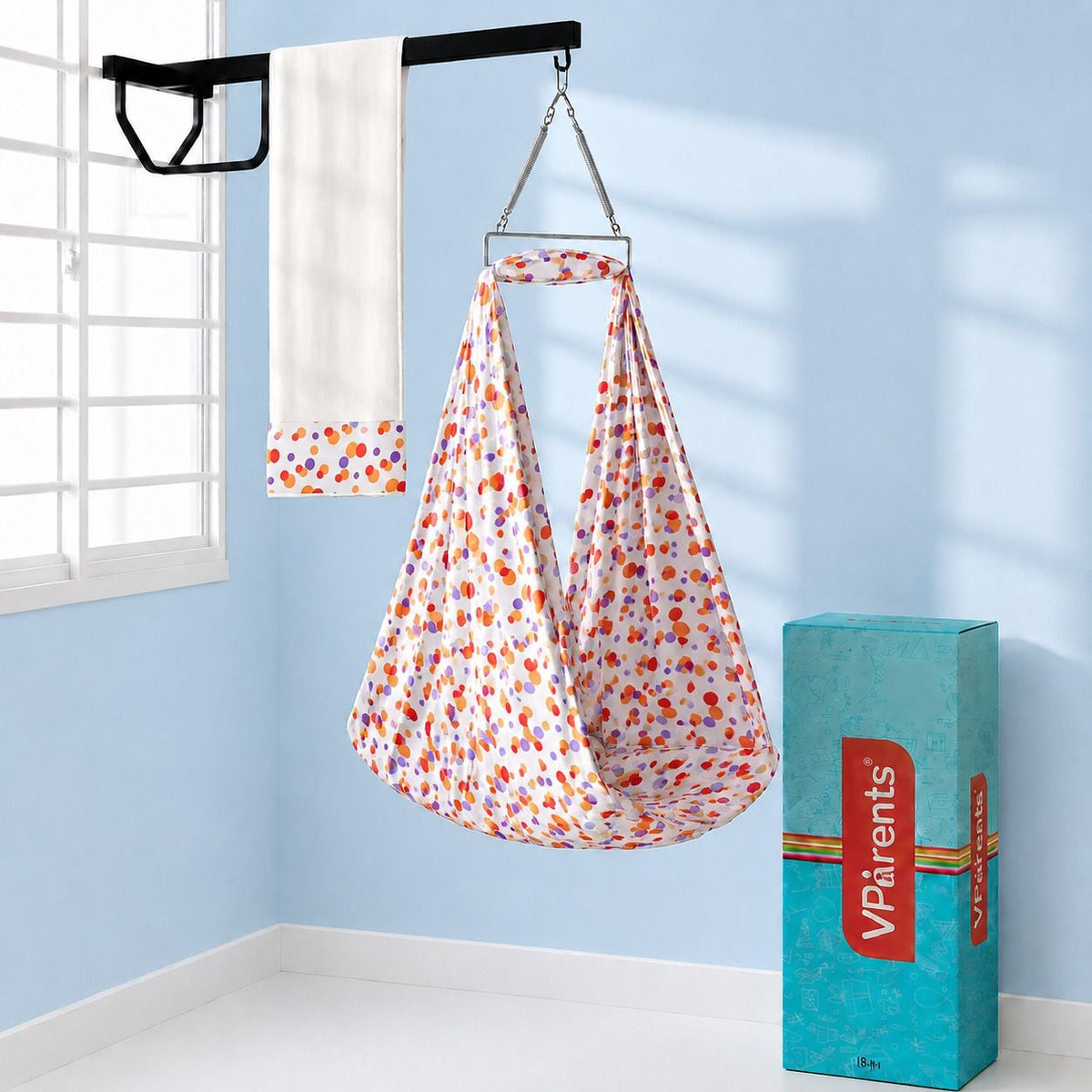 VParents Infant Baby Swing Cradle with Mosquito Net and Spring