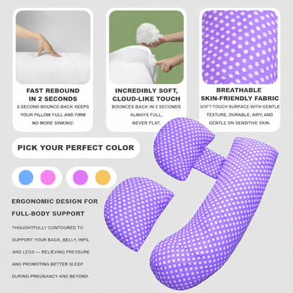 VParents Pregnancy Pillow for Women, Soft Maternity Pillows for Pregnancy Sleeping, Support for Back, Belly, HIPS, Legs, Maternity Pillow with Detachable and Adjustable Pillow Cover