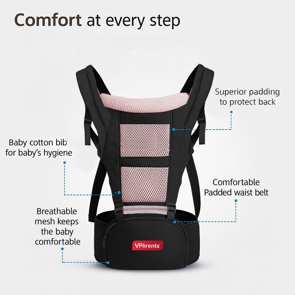 VParents Hip Seat Baby Carrier with 4 Carry Positions, Baby Carrier with Hip seat for 3 to 36 Months Baby, Adjustable New-Born to Toddler Carrier, Max Weight Up to 15 Kgs Royal