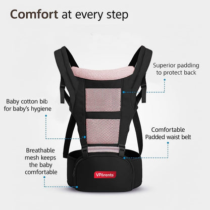 VParents Hip Seat Baby Carrier with 4 Carry Positions, Baby Carrier with Hip seat for 3 to 36 Months Baby, Adjustable New-Born to Toddler Carrier, Max Weight Up to 15 Kgs Royal