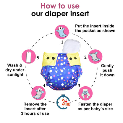 Vparents 3 in 1 Combo of  Padded Underwear Nappies and Cloth Diaper with insert for Diaper-Free Time (6 -12 month) Assorted Design