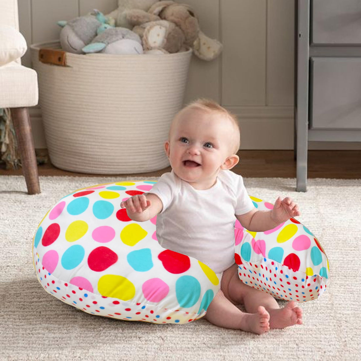 VParents Mite Multipurpose Baby Feeding Nursing Cum Maternity Pillow for New Born (Polka dots)