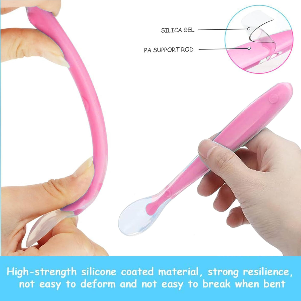VParents Baby Feeding Spoon Set Of 3 With Ultra Supple 100% Silicone Tip,Bpa Free Material With Food Grade Silicone Tip,Self Feeding Utensil,Baby Weaning Spoon For Kids 4 Months+ (Multicolour)