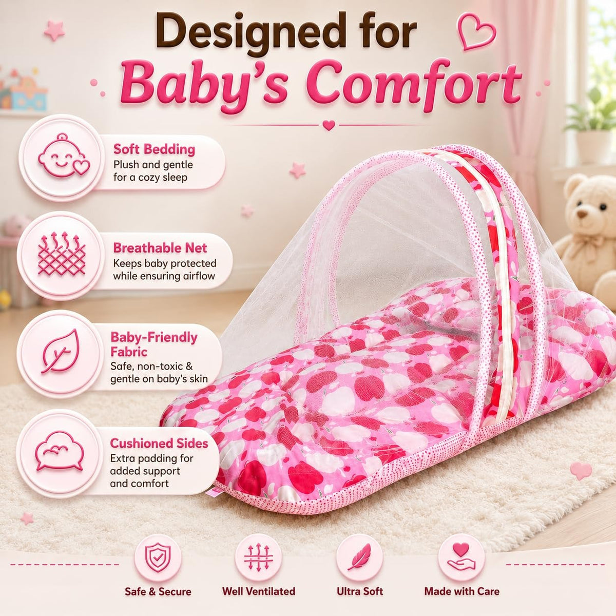 VParents Cheeky Cheeky Baby Bedding Set with Pillow and Sleeping Bag Combo
