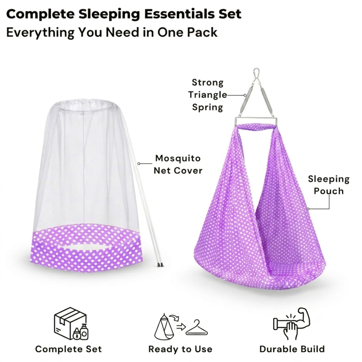 VParents Toddler Baby Swing Cradle with Mosquito Net and Spring