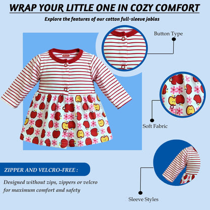 VParents Cotton Knee-Length Full Sleeves Girls 12- 18 months Frock pack of 5