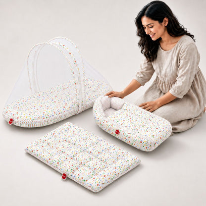 VParents Cheeky Cheeky Baby 4 Piece Bedding Set with Pillow and Bolsters Sleeping Bag and Bedding Set Combo