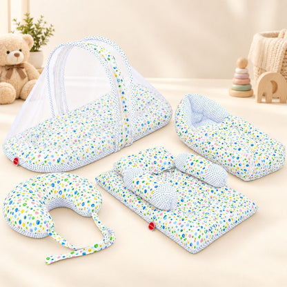VParents Daisy Baby 4 Piece Bedding Set with Pillow and Bolsters Sleeping Bag and Bedding Set and Feeding Pillow Combo